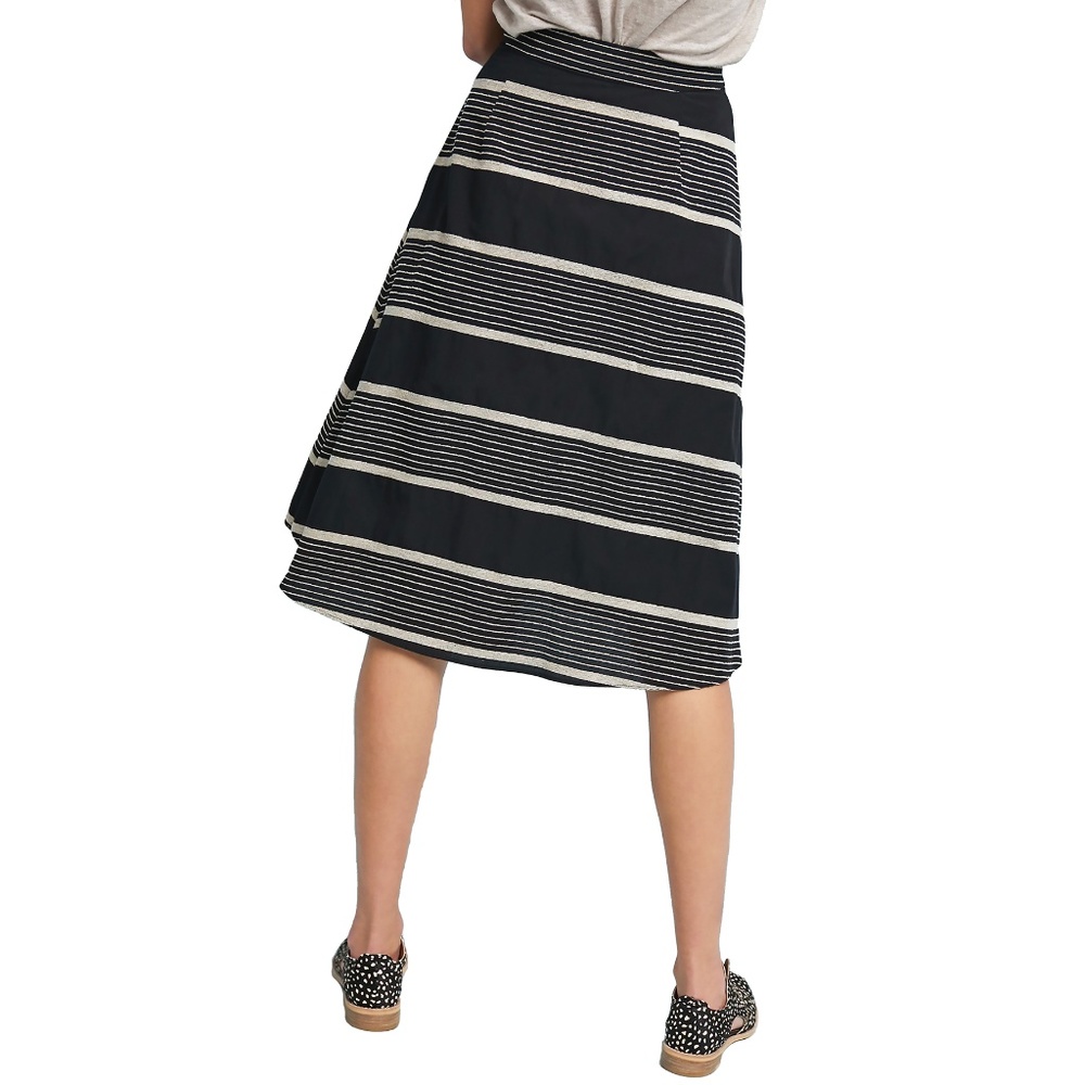 Eva Franco black and cream stripe skirt Anthropologie midi length full NWT - Picture 4 of 9